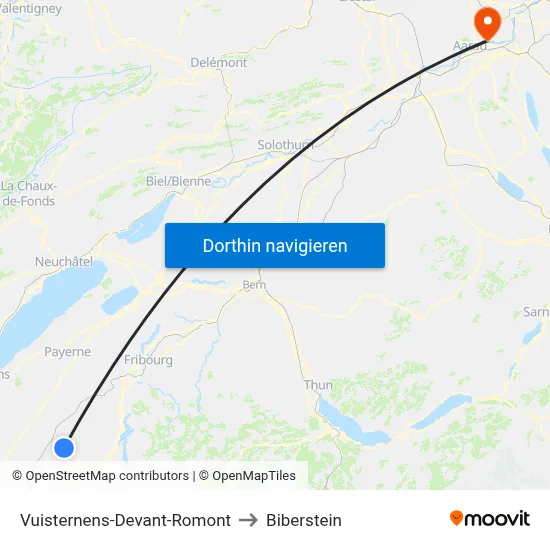 Vuisternens-Devant-Romont to Biberstein map