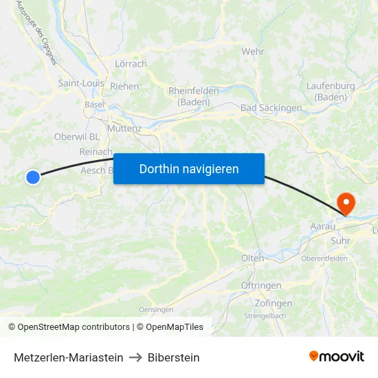 Metzerlen-Mariastein to Biberstein map
