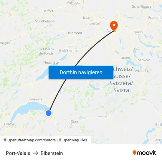Port-Valais to Biberstein map