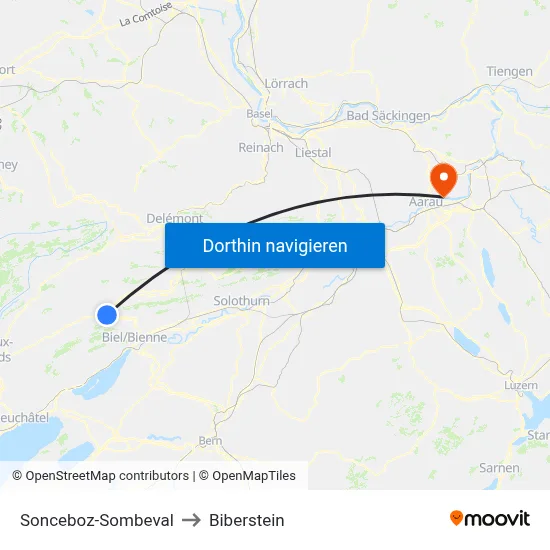 Sonceboz-Sombeval to Biberstein map