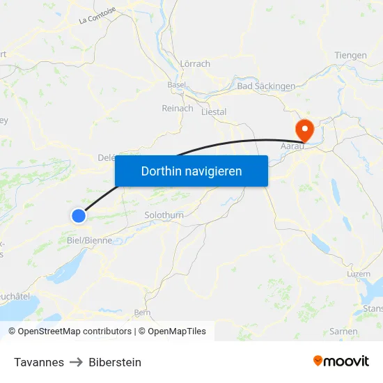 Tavannes to Biberstein map