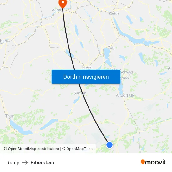 Realp to Biberstein map