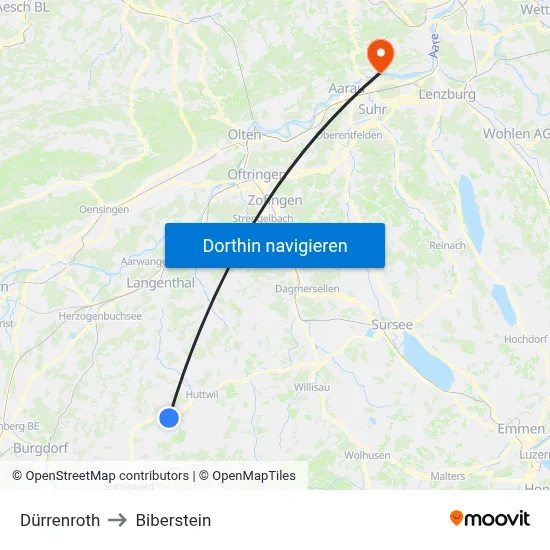 Dürrenroth to Biberstein map