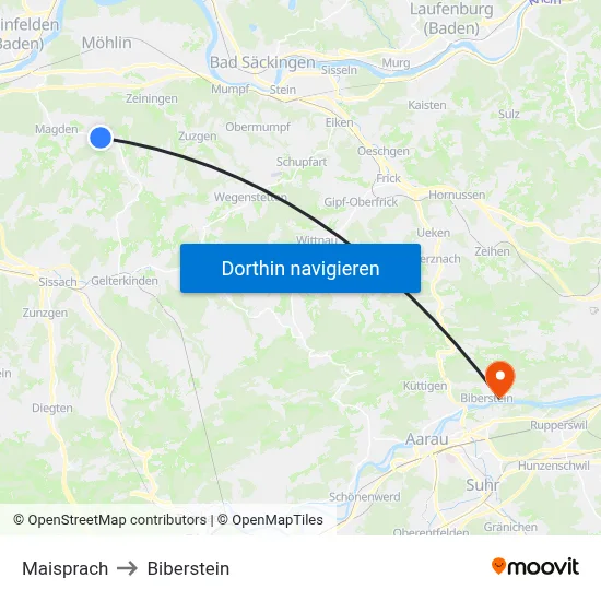 Maisprach to Biberstein map
