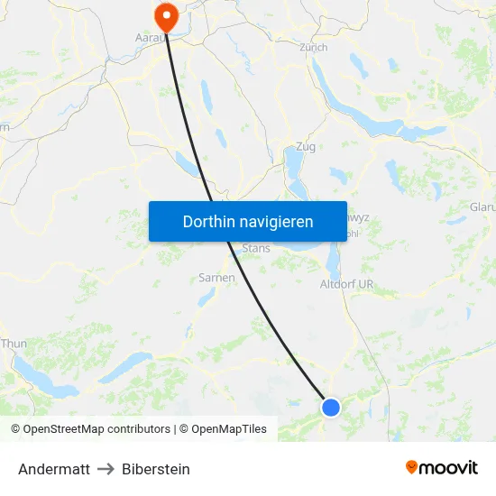 Andermatt to Biberstein map