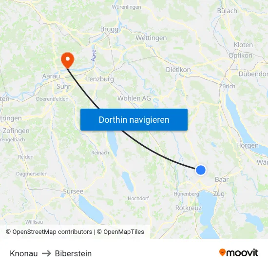 Knonau to Biberstein map