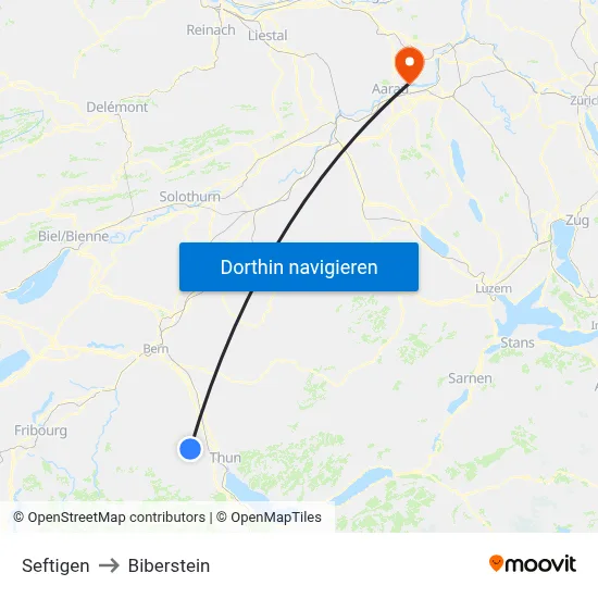 Seftigen to Biberstein map