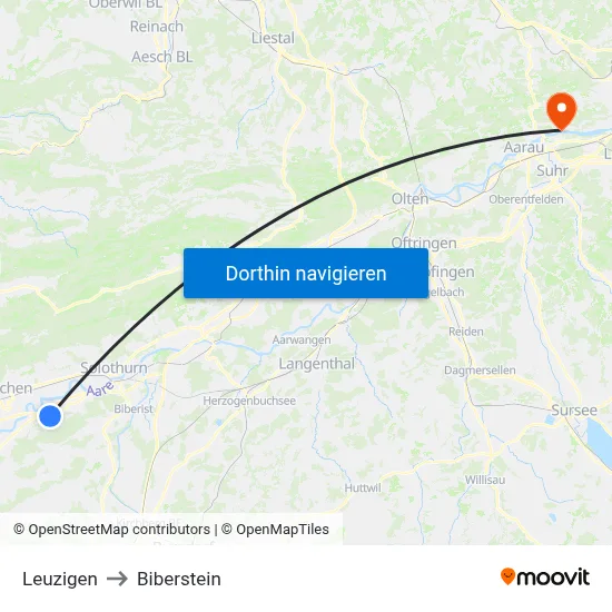 Leuzigen to Biberstein map