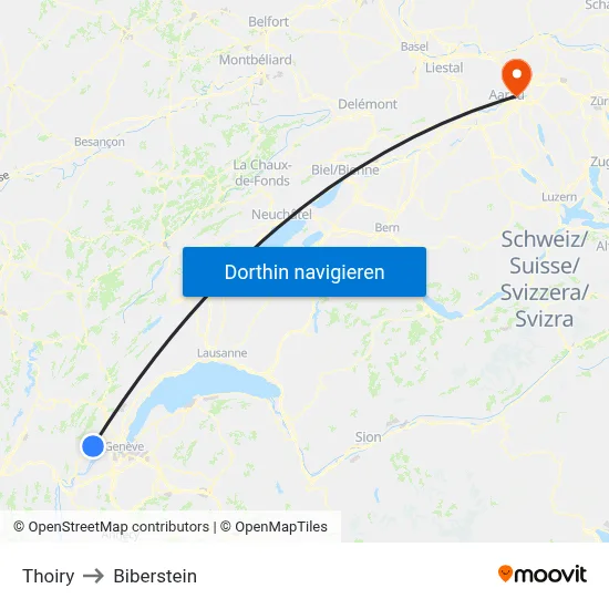 Thoiry to Biberstein map