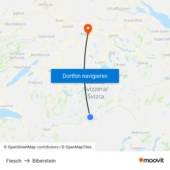 Fiesch to Biberstein map