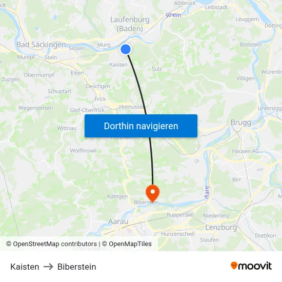 Kaisten to Biberstein map
