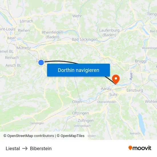 Liestal to Biberstein map