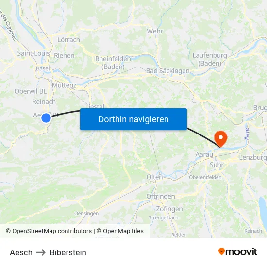 Aesch to Biberstein map