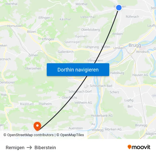 Remigen to Biberstein map