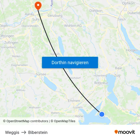 Weggis to Biberstein map