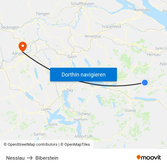 Nesslau to Biberstein map