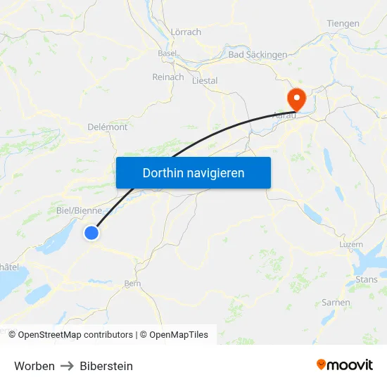 Worben to Biberstein map