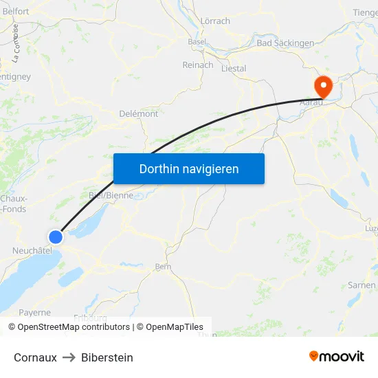 Cornaux to Biberstein map