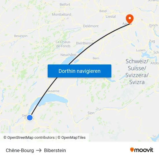 Chêne-Bourg to Biberstein map