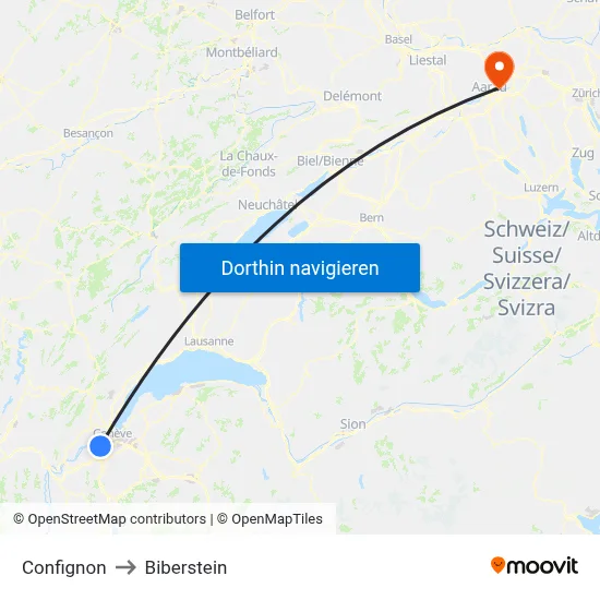 Confignon to Biberstein map