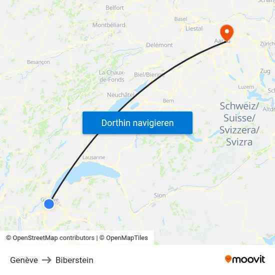 Genève to Biberstein map