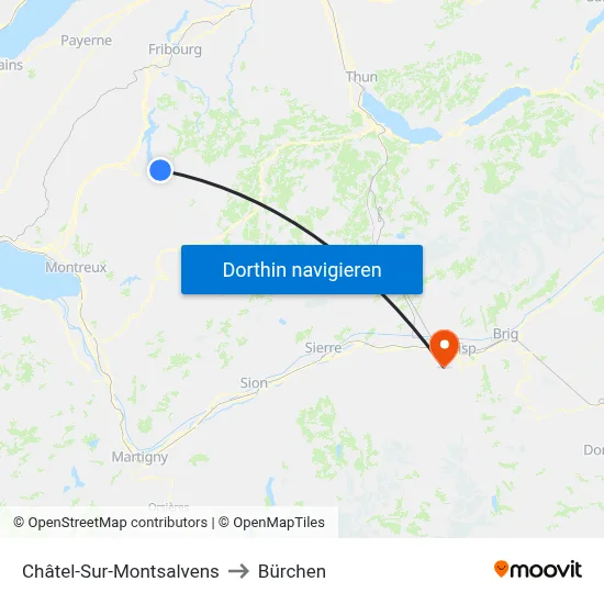 Châtel-Sur-Montsalvens to Bürchen map