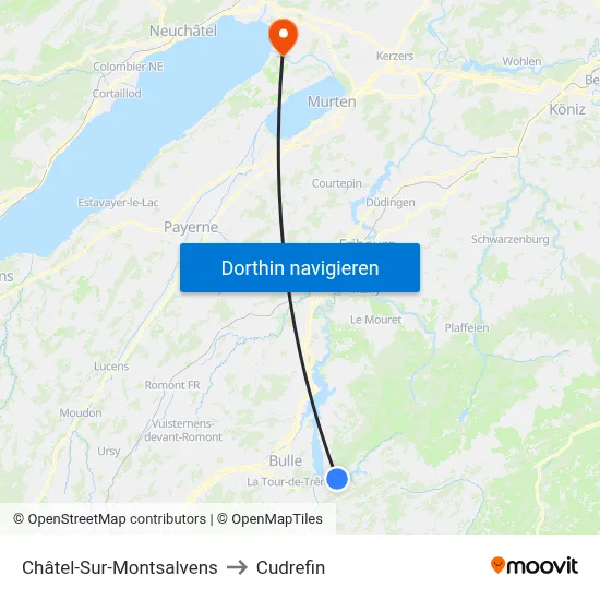 Châtel-Sur-Montsalvens to Cudrefin map