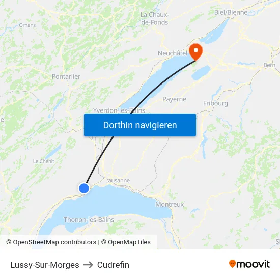 Lussy-Sur-Morges to Cudrefin map