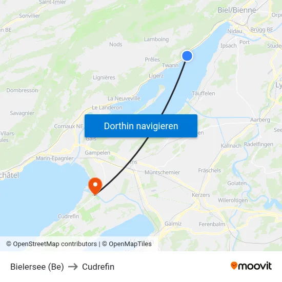 Bielersee (Be) to Cudrefin map