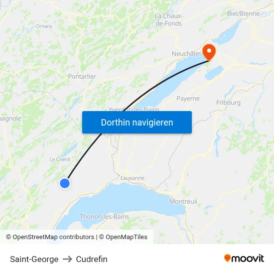 Saint-George to Cudrefin map
