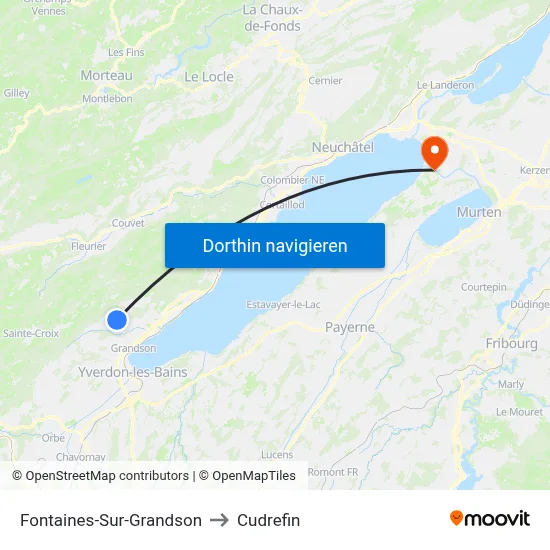 Fontaines-Sur-Grandson to Cudrefin map