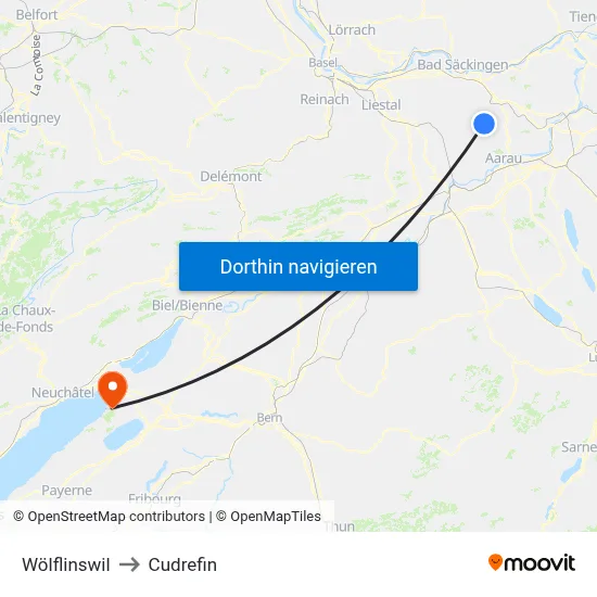Wölflinswil to Cudrefin map