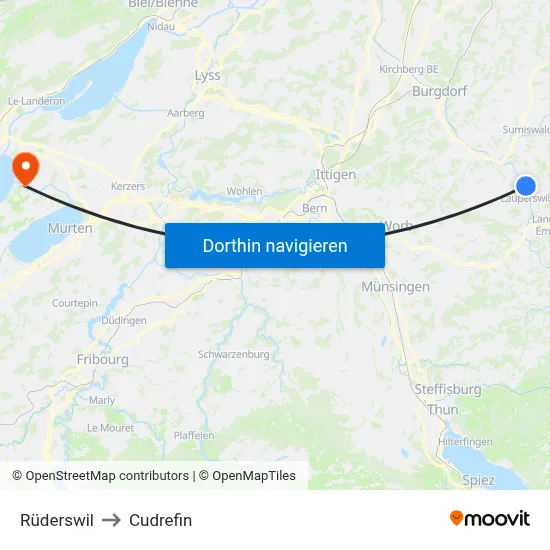 Rüderswil to Cudrefin map