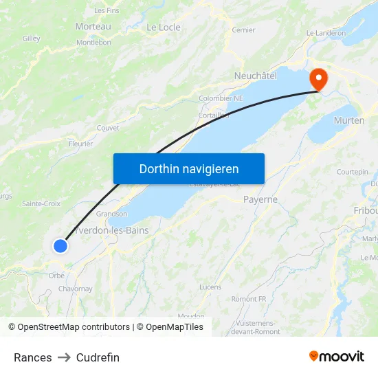 Rances to Cudrefin map
