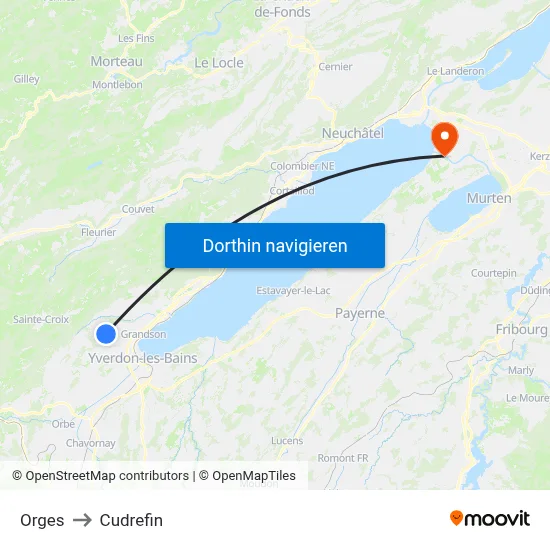Orges to Cudrefin map