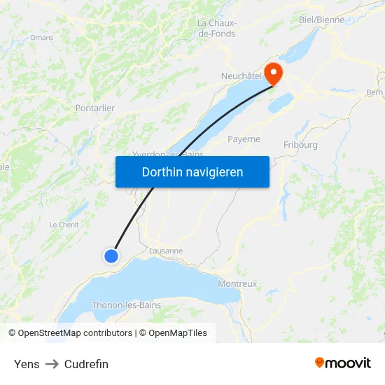 Yens to Cudrefin map