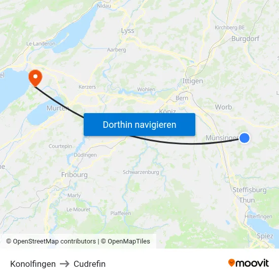 Konolfingen to Cudrefin map