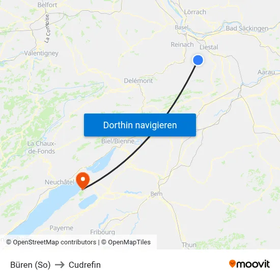 Büren (So) to Cudrefin map