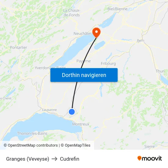 Granges (Veveyse) to Cudrefin map