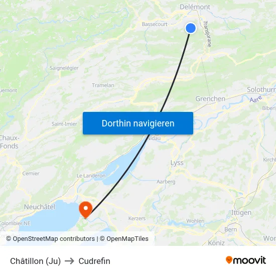 Châtillon (Ju) to Cudrefin map