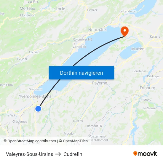 Valeyres-Sous-Ursins to Cudrefin map