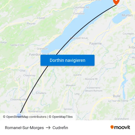 Romanel-Sur-Morges to Cudrefin map