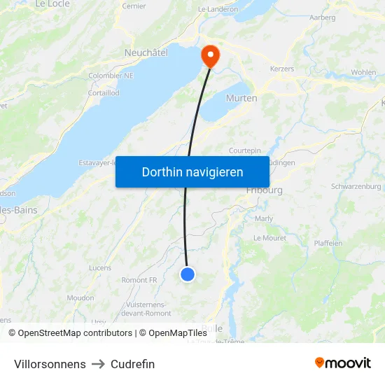 Villorsonnens to Cudrefin map