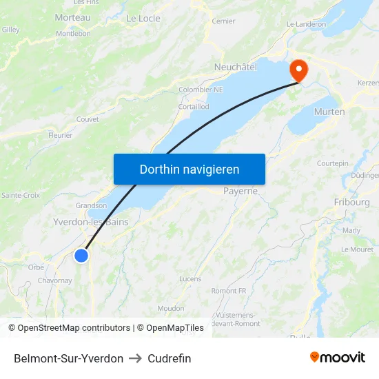 Belmont-Sur-Yverdon to Cudrefin map