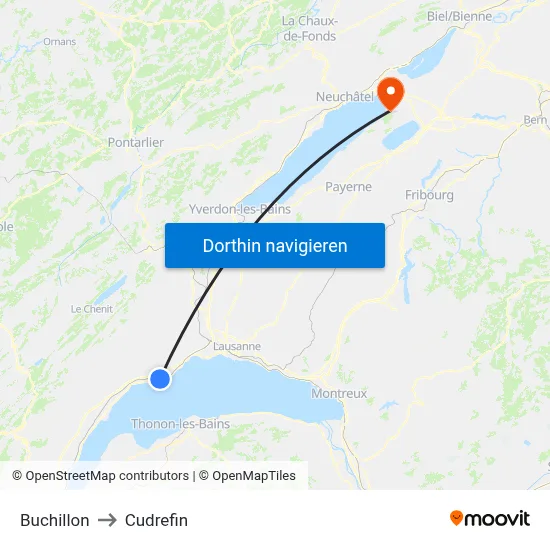Buchillon to Cudrefin map