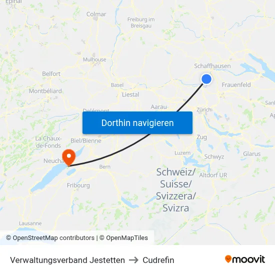 Verwaltungsverband Jestetten to Cudrefin map