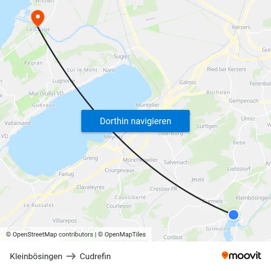 Kleinbösingen to Cudrefin map