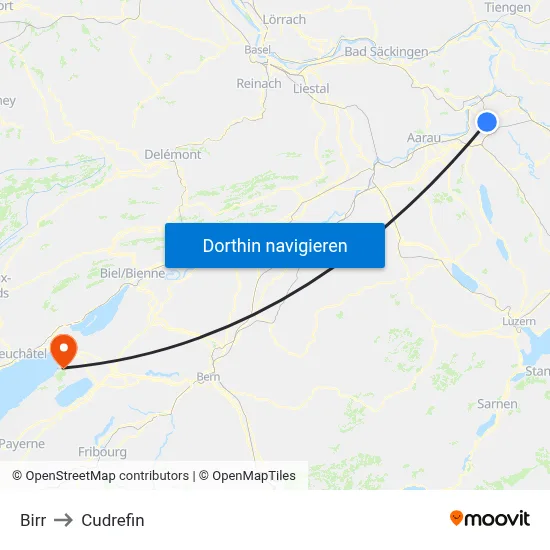 Birr to Cudrefin map