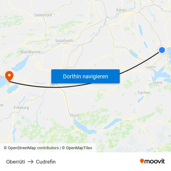 Oberrüti to Cudrefin map