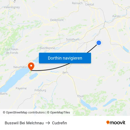 Busswil Bei Melchnau to Cudrefin map